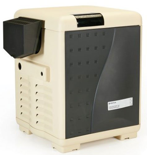 Pool heater unit designed for efficient heating, featuring a modern aesthetic and integration capabilities for automation systems.