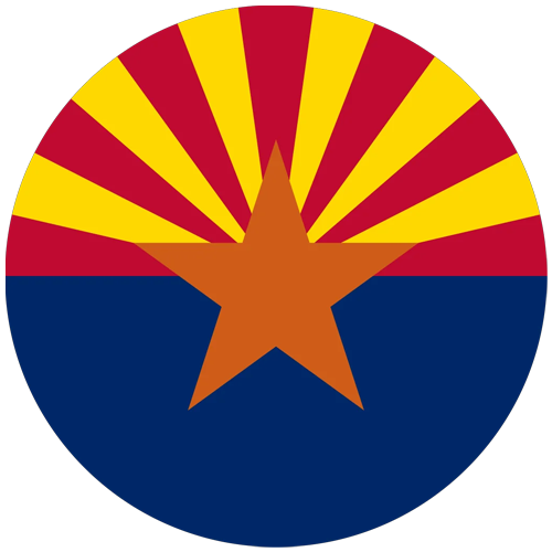 Arizona state flag with red and yellow rays radiating from a central star, representing Vail, AZ, and local pool service expertise.